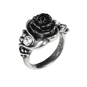 Alchemy Gothic R223 Bacchanal Rose Ring Crystal Black Rose England