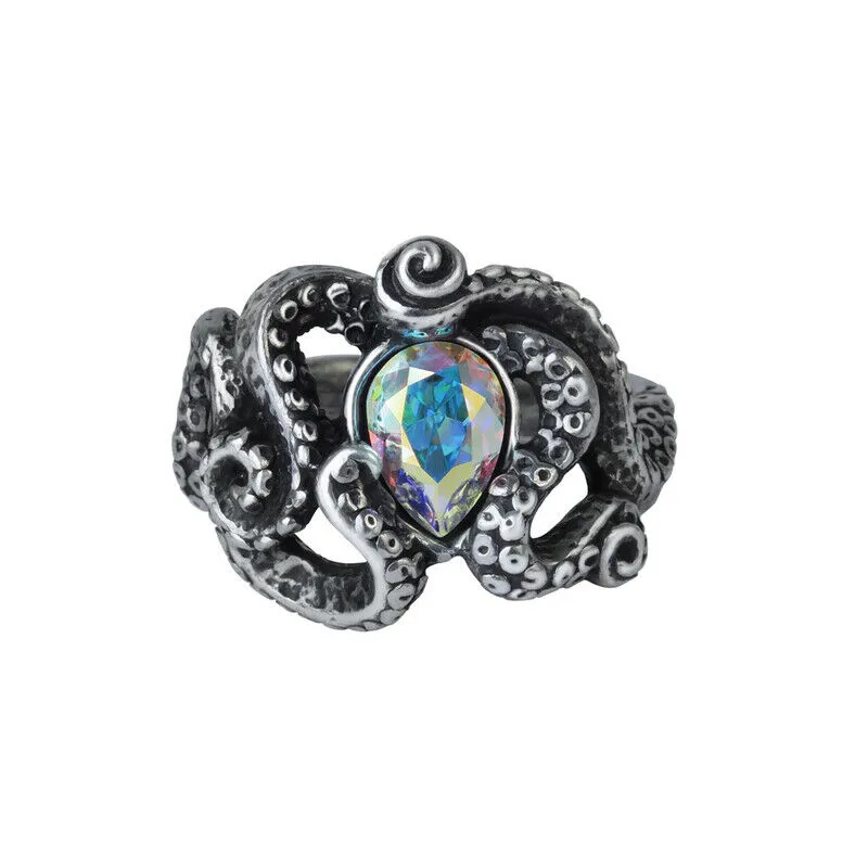 Alchemy Gothic R231 - Cthulhu Ring Crystal Tentacles England