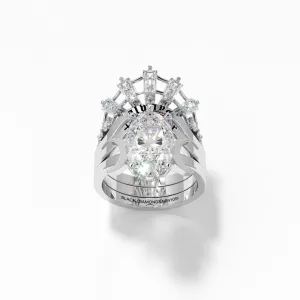 Always and Forever Promise Rings - Oval Cut Diamond Gothic Bridal Set in 14K Rose Gold
