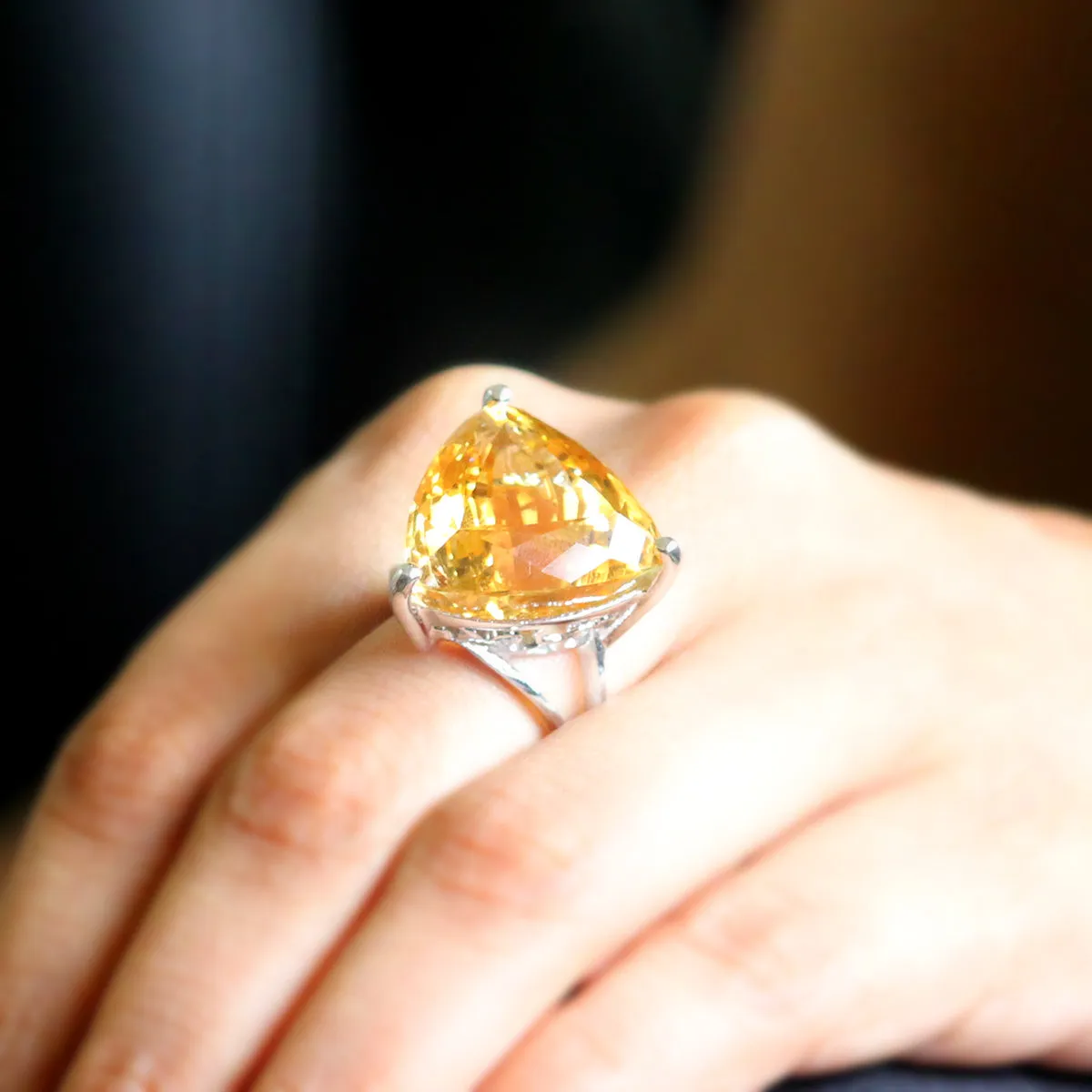 Amazing Natural Citrine Trillion Fine Statement Rings