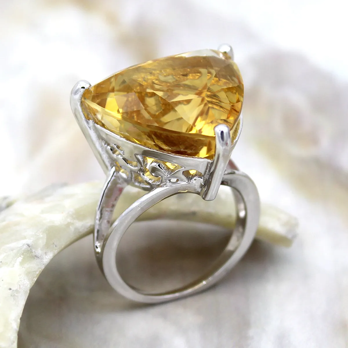 Amazing Natural Citrine Trillion Fine Statement Rings