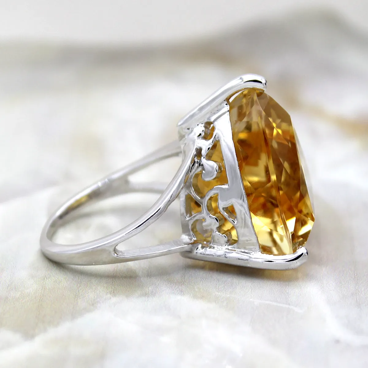 Amazing Natural Citrine Trillion Fine Statement Rings