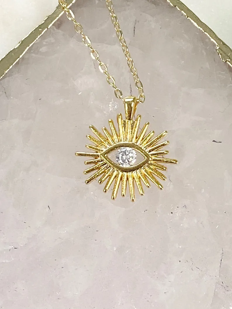 Amelia Eye Burst Cubic Zirconia Necklace