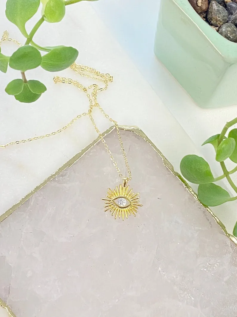 Amelia Eye Burst Cubic Zirconia Necklace