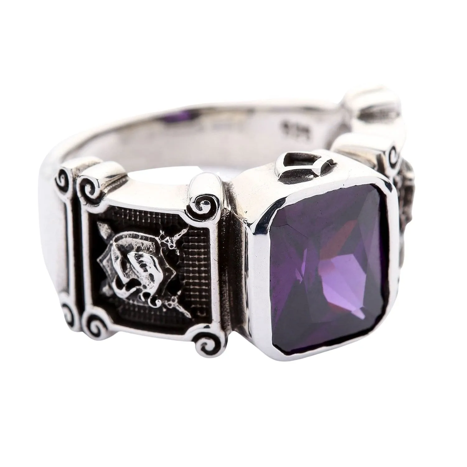 Amethyst Knight Sterling Silver Medieval Ring
