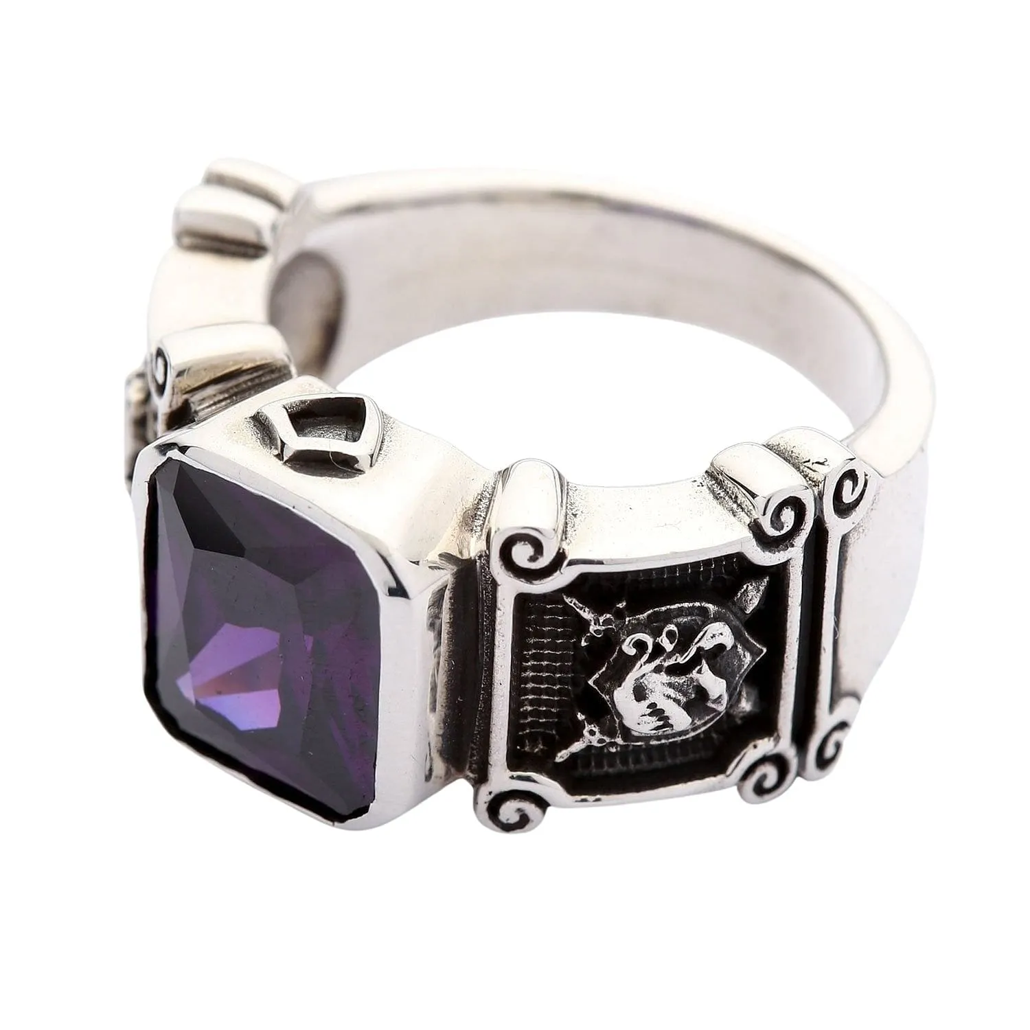 Amethyst Knight Sterling Silver Medieval Ring