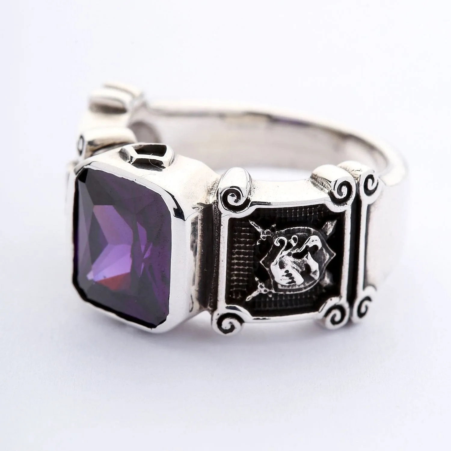 Amethyst Knight Sterling Silver Medieval Ring