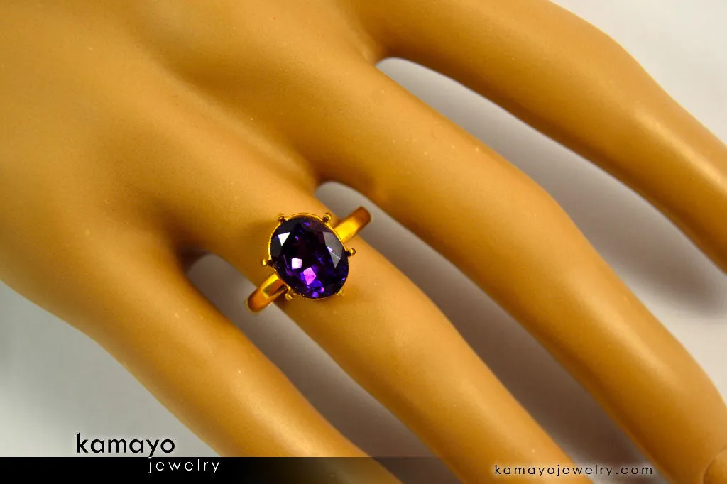 AMETHYST RING - 10x8mm-large Purple Amethyst Ring for Women