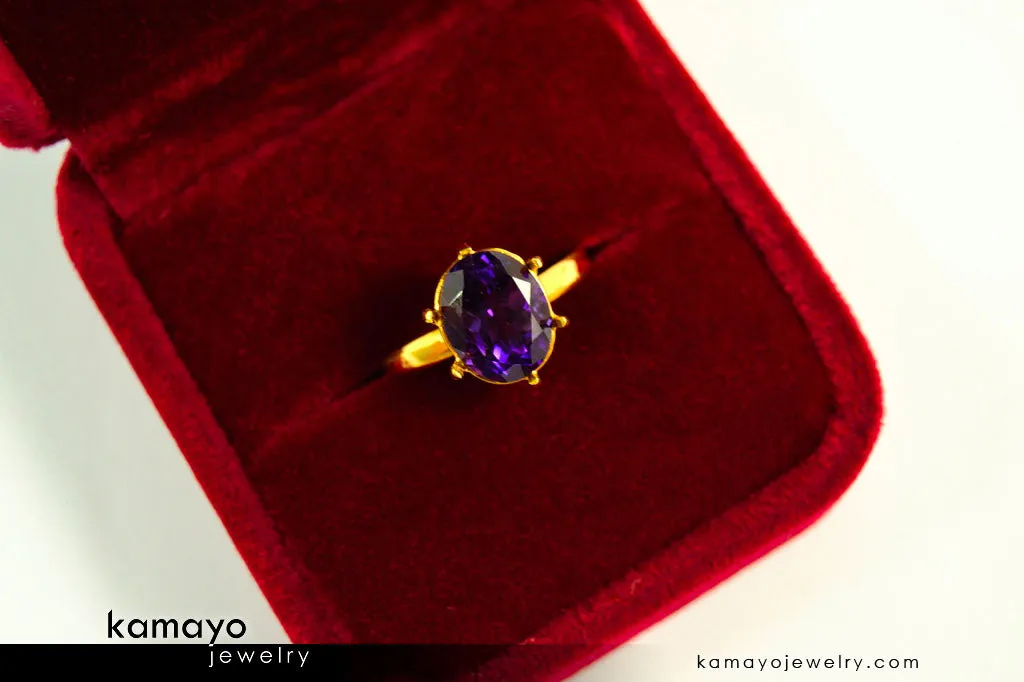 AMETHYST RING - 10x8mm-large Purple Amethyst Ring for Women