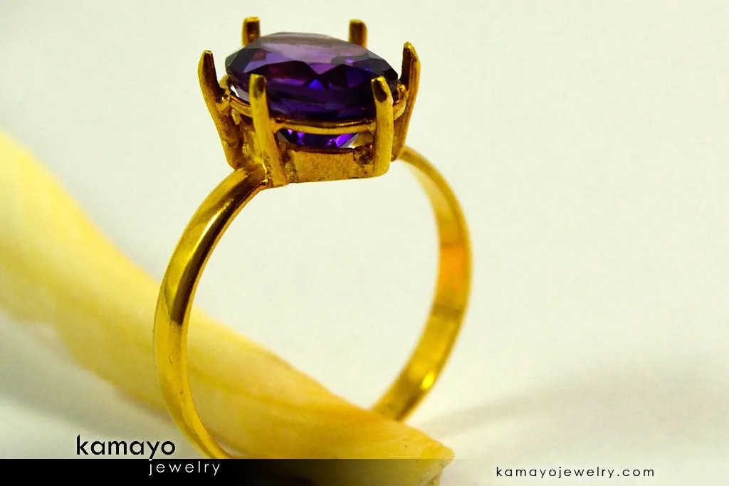 AMETHYST RING - 10x8mm-large Purple Amethyst Ring for Women