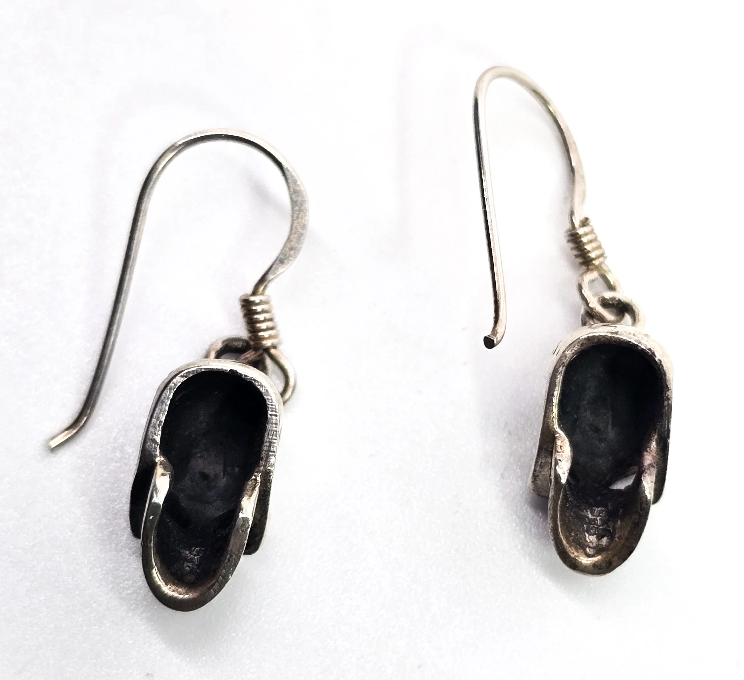 Angry skull detailed Day of the Dead gothic biker sterling silver earrings