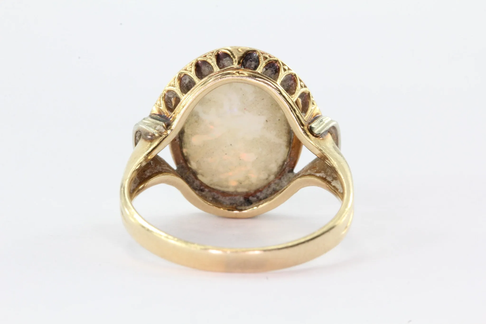 Antique Gothic Revival 14K Gold Opal & Diamond by Church & Co