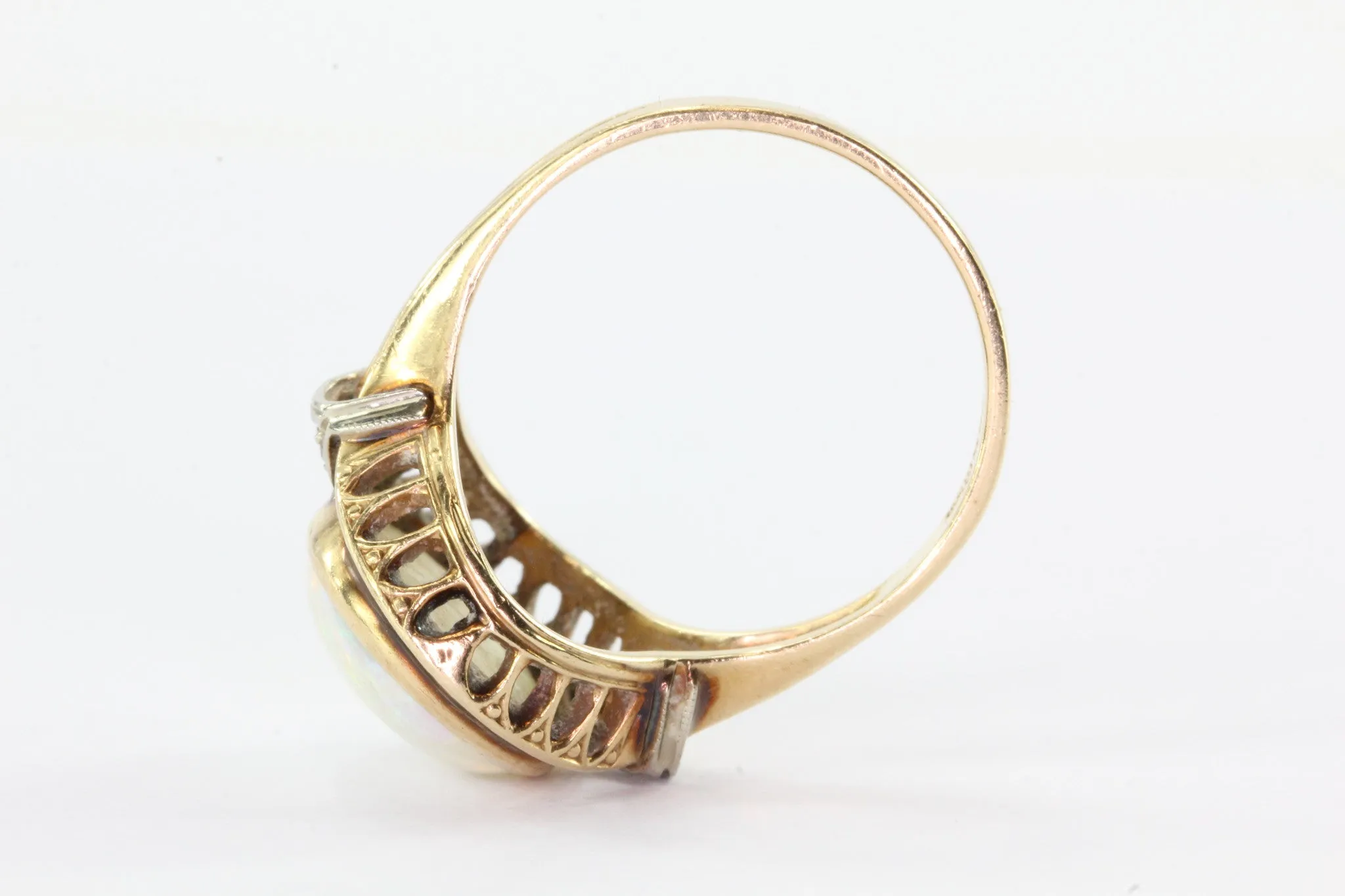 Antique Gothic Revival 14K Gold Opal & Diamond by Church & Co