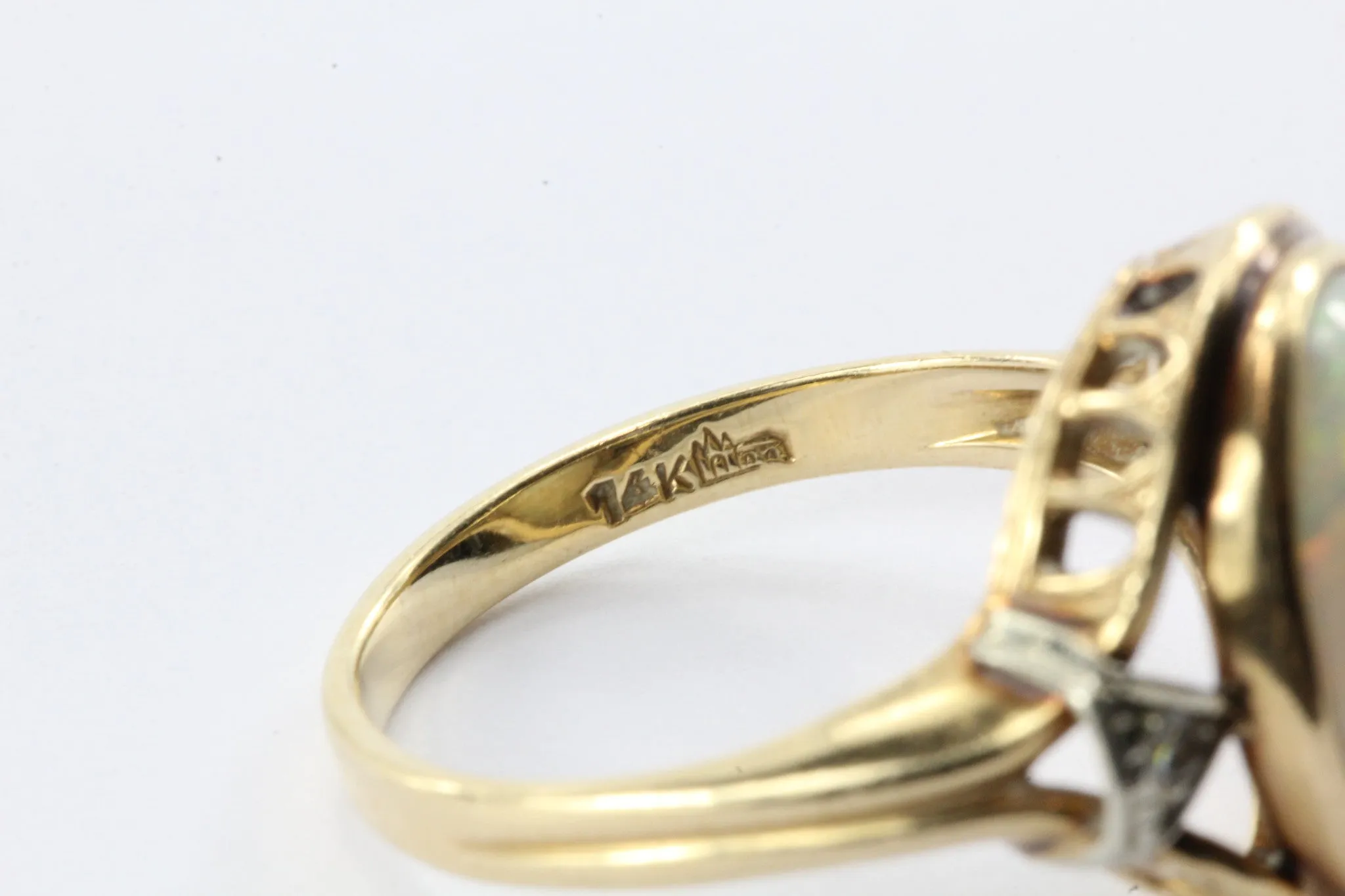 Antique Gothic Revival 14K Gold Opal & Diamond by Church & Co