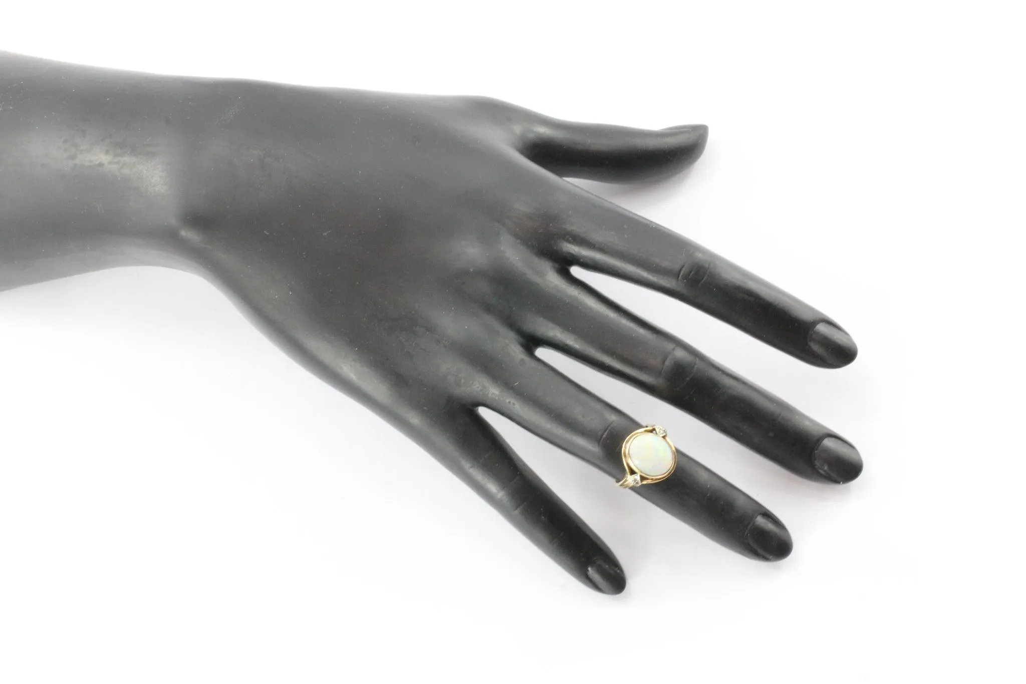 Antique Gothic Revival 14K Gold Opal & Diamond by Church & Co