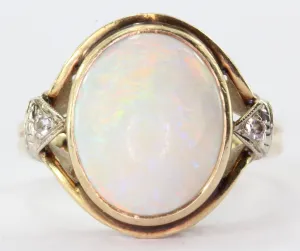Antique Gothic Revival 14K Gold Opal & Diamond by Church & Co