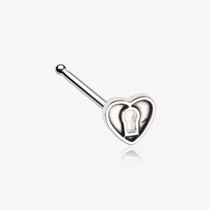 Antique Heart Lock Nose Stud Ring