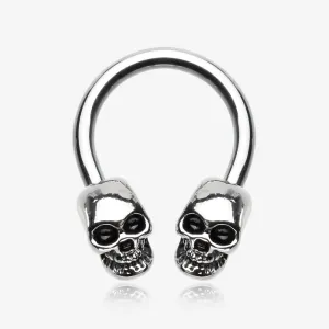 Apocalyptic Skull Horseshoe Circular Barbell