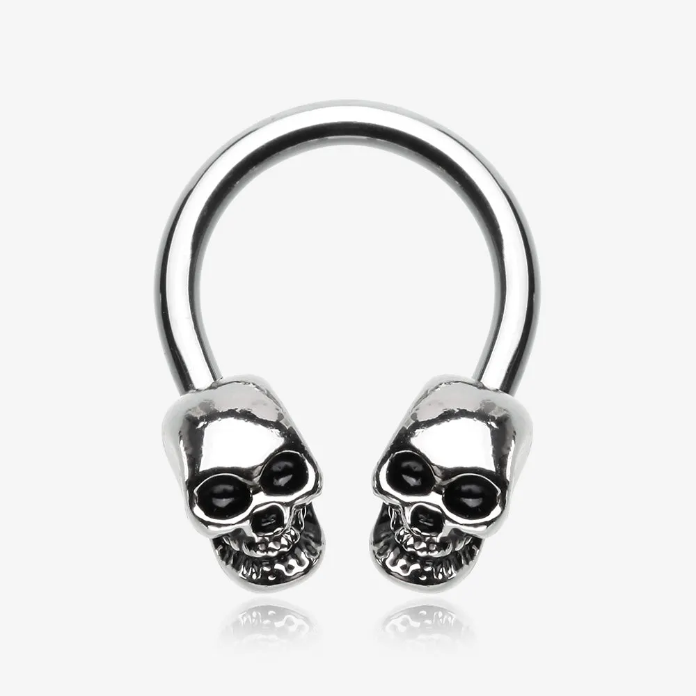 Apocalyptic Skull Horseshoe Circular Barbell