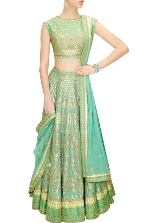 Aqua color Bridal Lehenga Choli