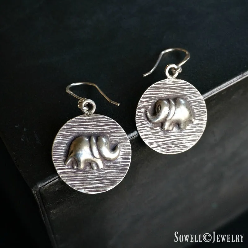 Ashura Silver Elephant Earrings
