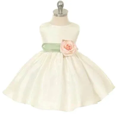 Baby Morgan - Bridal Ivory or White with Choice of 21 Colour Sash and Flower