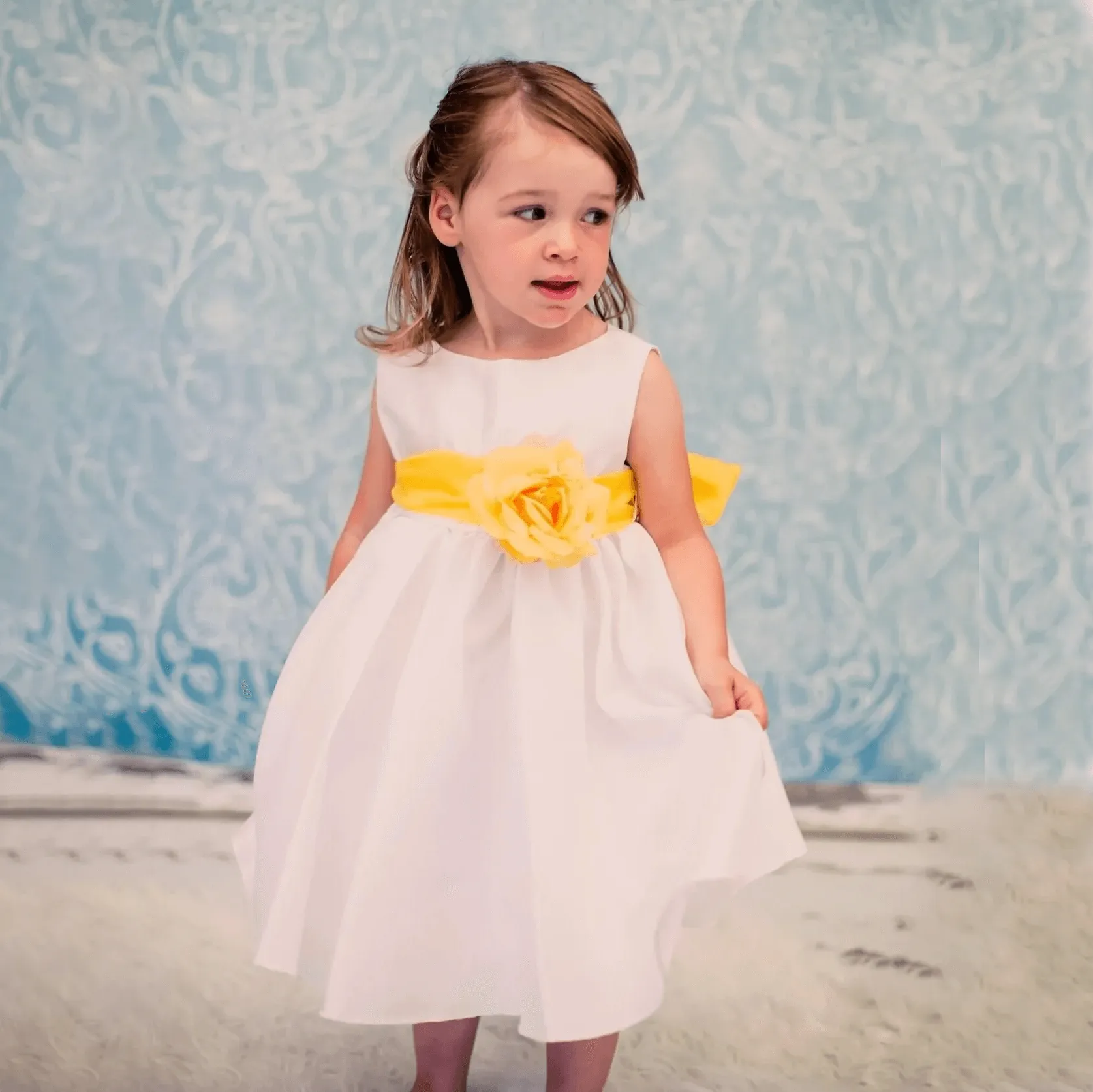 Baby Morgan - Bridal Ivory or White with Choice of 21 Colour Sash and Flower