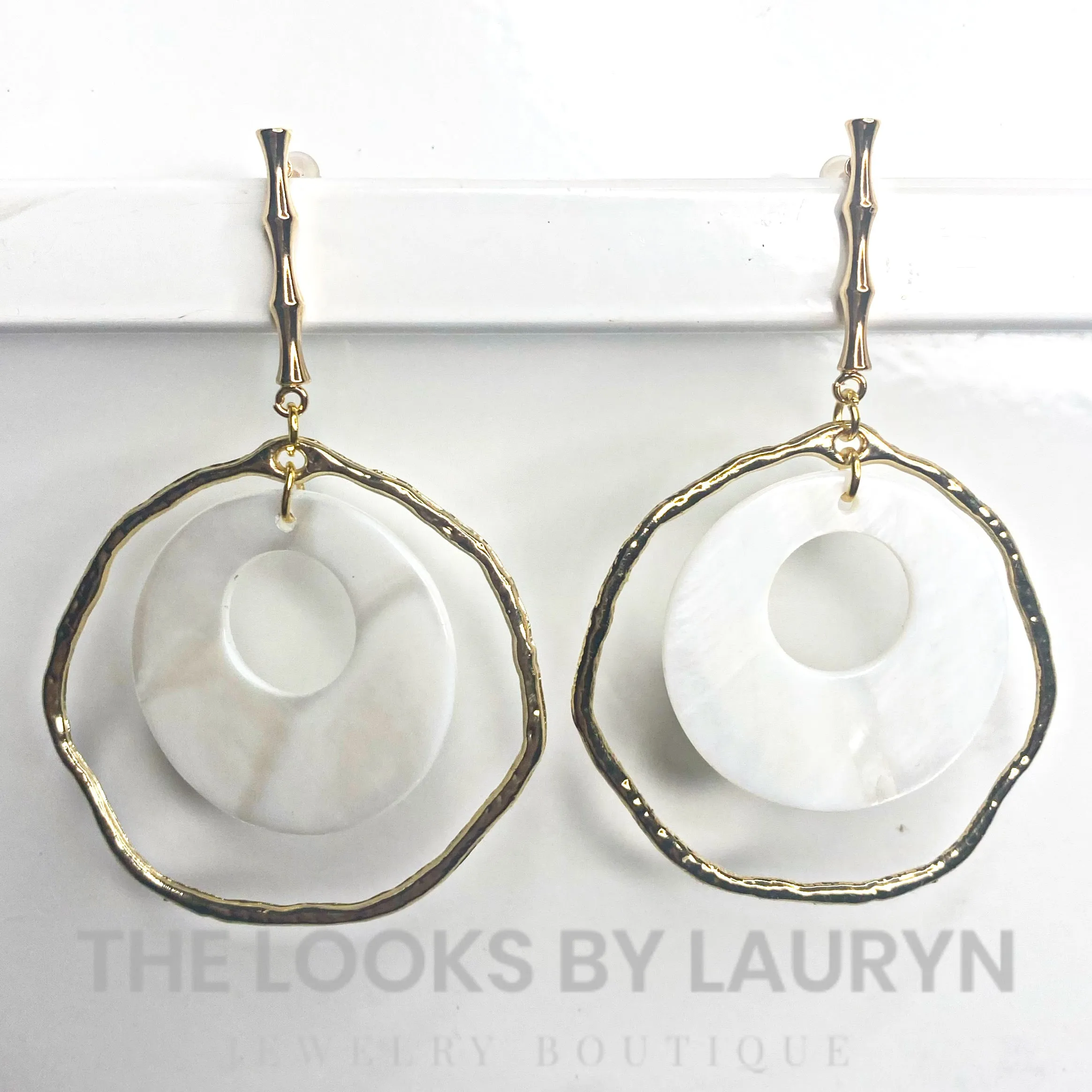 Bamboo and White Shell Earring