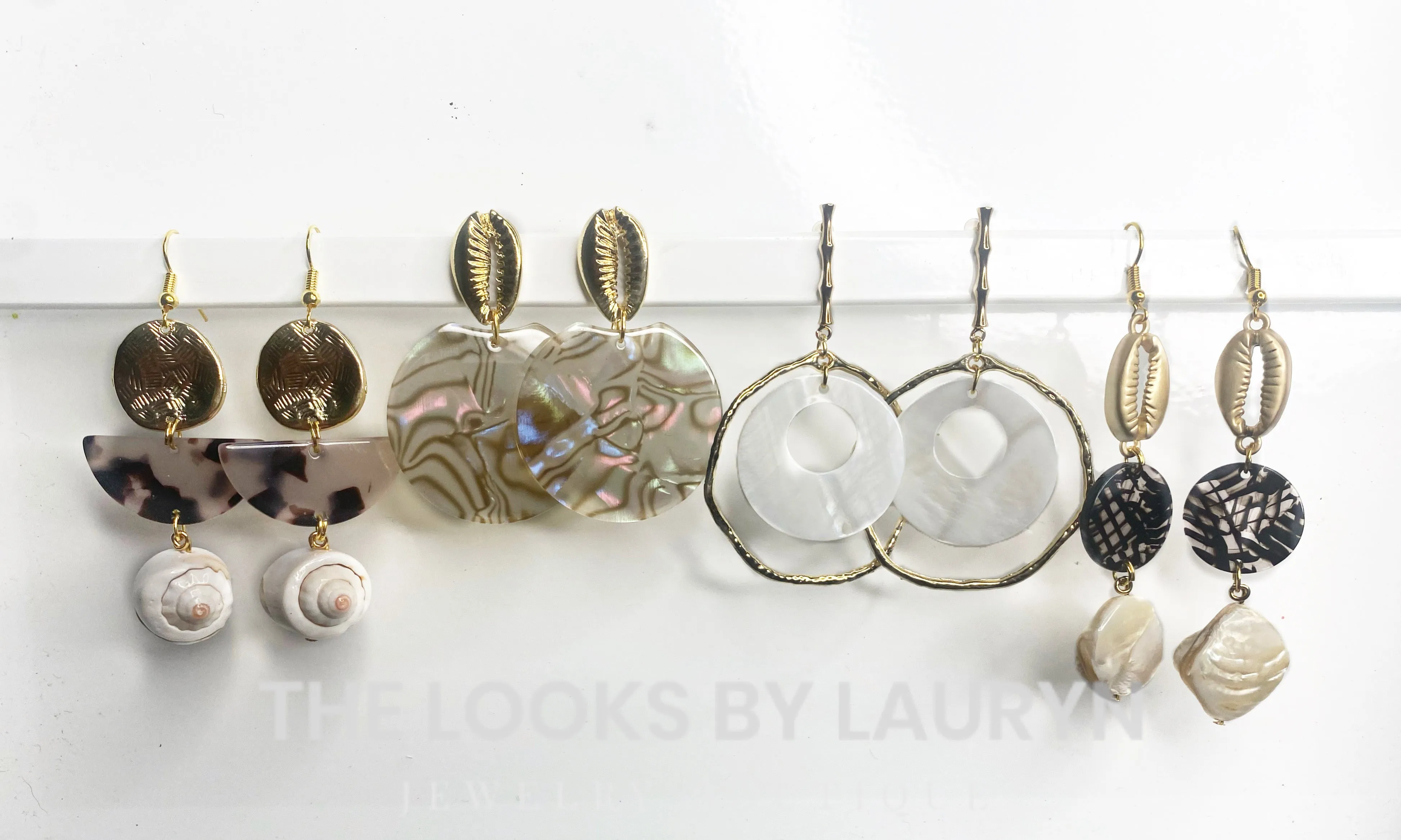 Bamboo and White Shell Earring