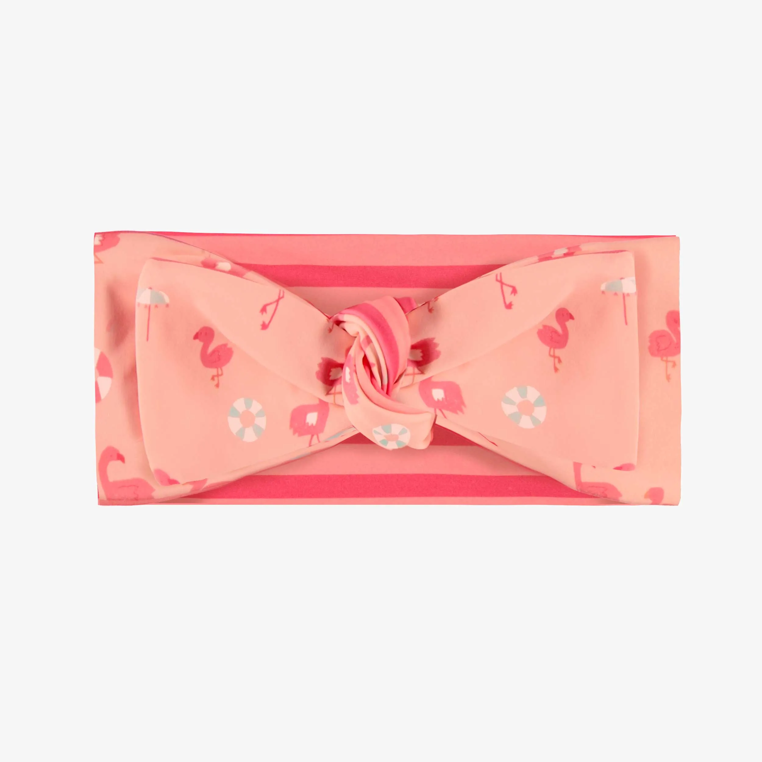 Bandeau de bain rose réversible à motifs, enfant || Pink reversible headband with all over print, child