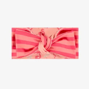 Bandeau de bain rose réversible à motifs, enfant || Pink reversible headband with all over print, child