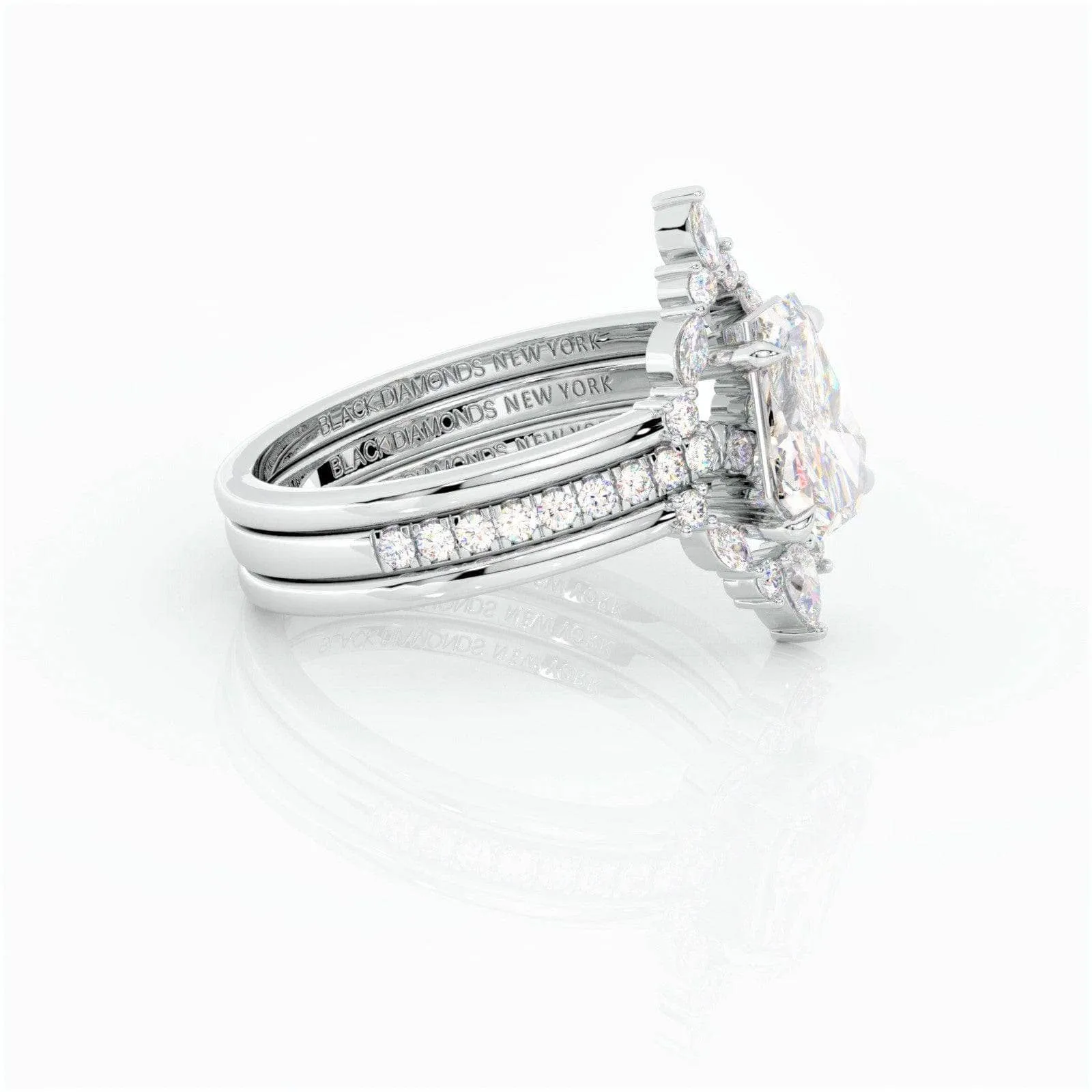Be Mine Forever- Radiant Coffin Cut Diamond Gothic Wedding Ring