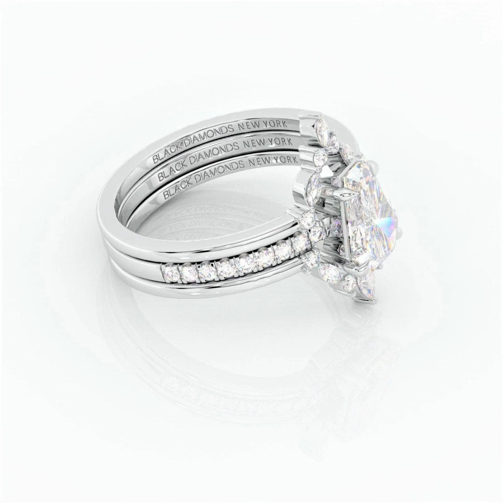 Be Mine Forever- Radiant Coffin Cut Diamond Gothic Wedding Ring