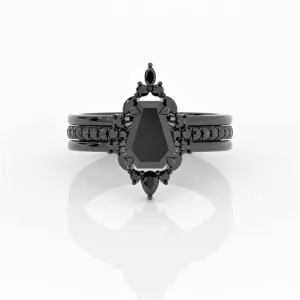Be Mine Forever- Radiant Coffin Cut Diamond Gothic Wedding Ring