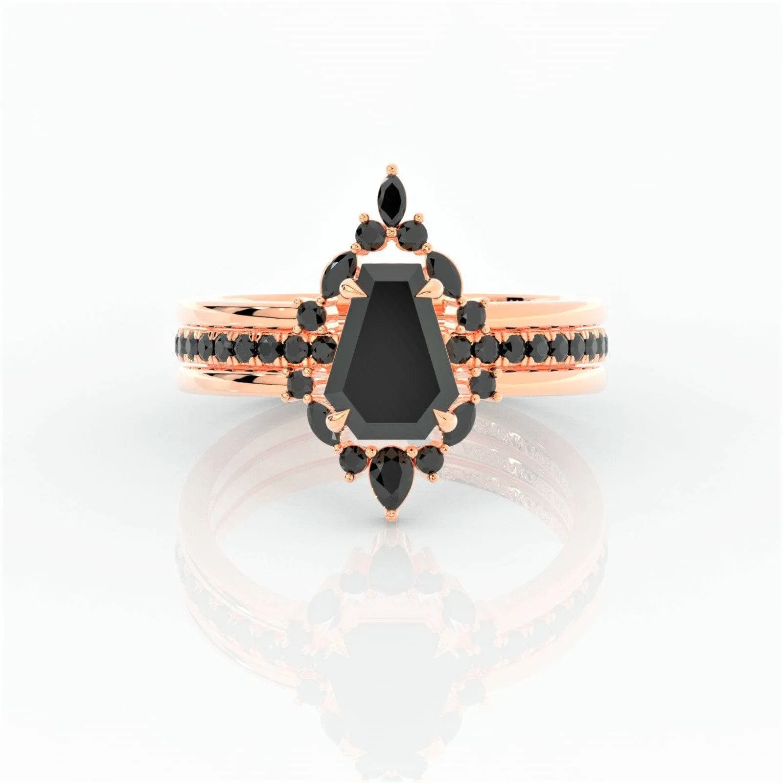 Be Mine Forever- Radiant Coffin Cut Diamond Gothic Wedding Ring