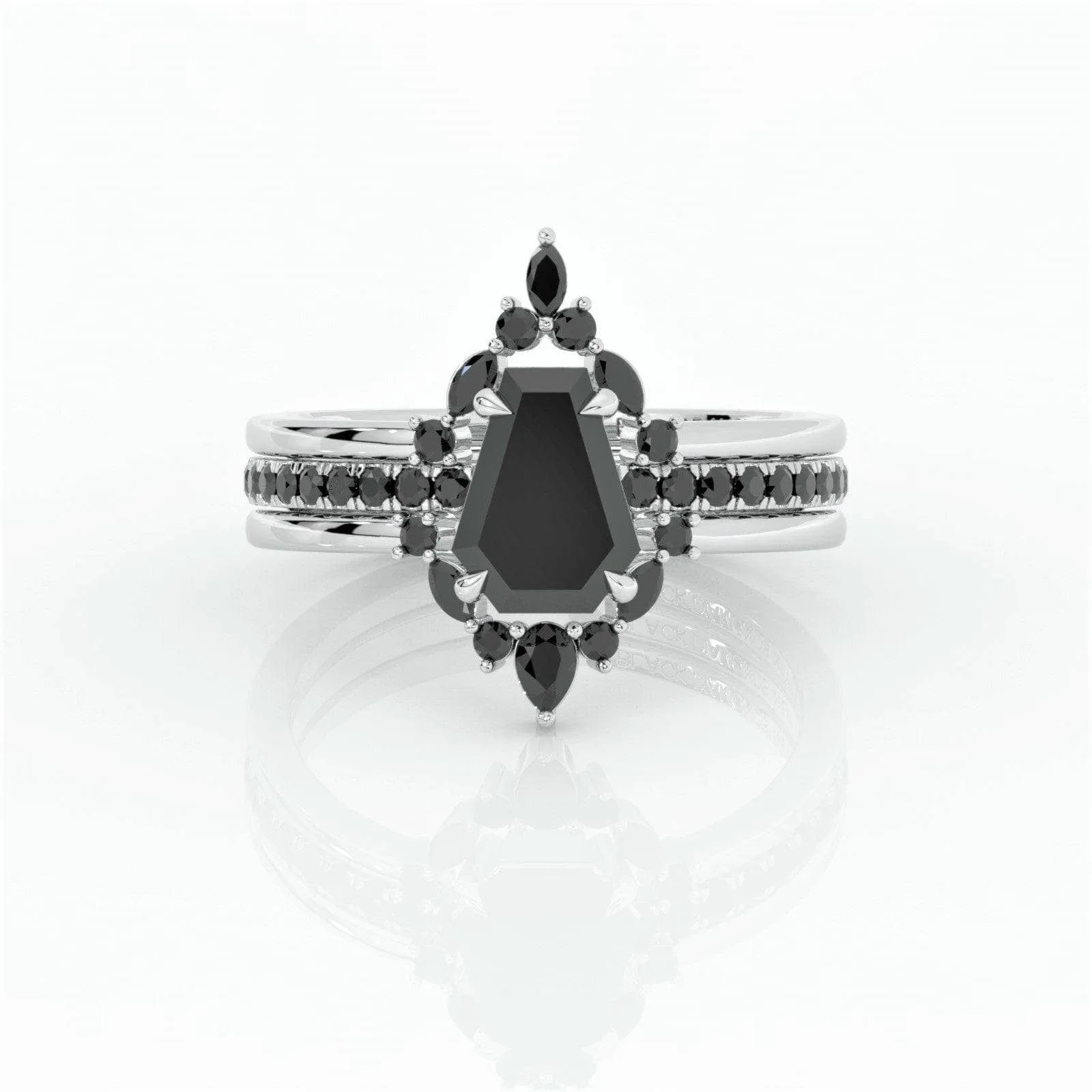 Be Mine Forever- Radiant Coffin Cut Diamond Gothic Wedding Ring