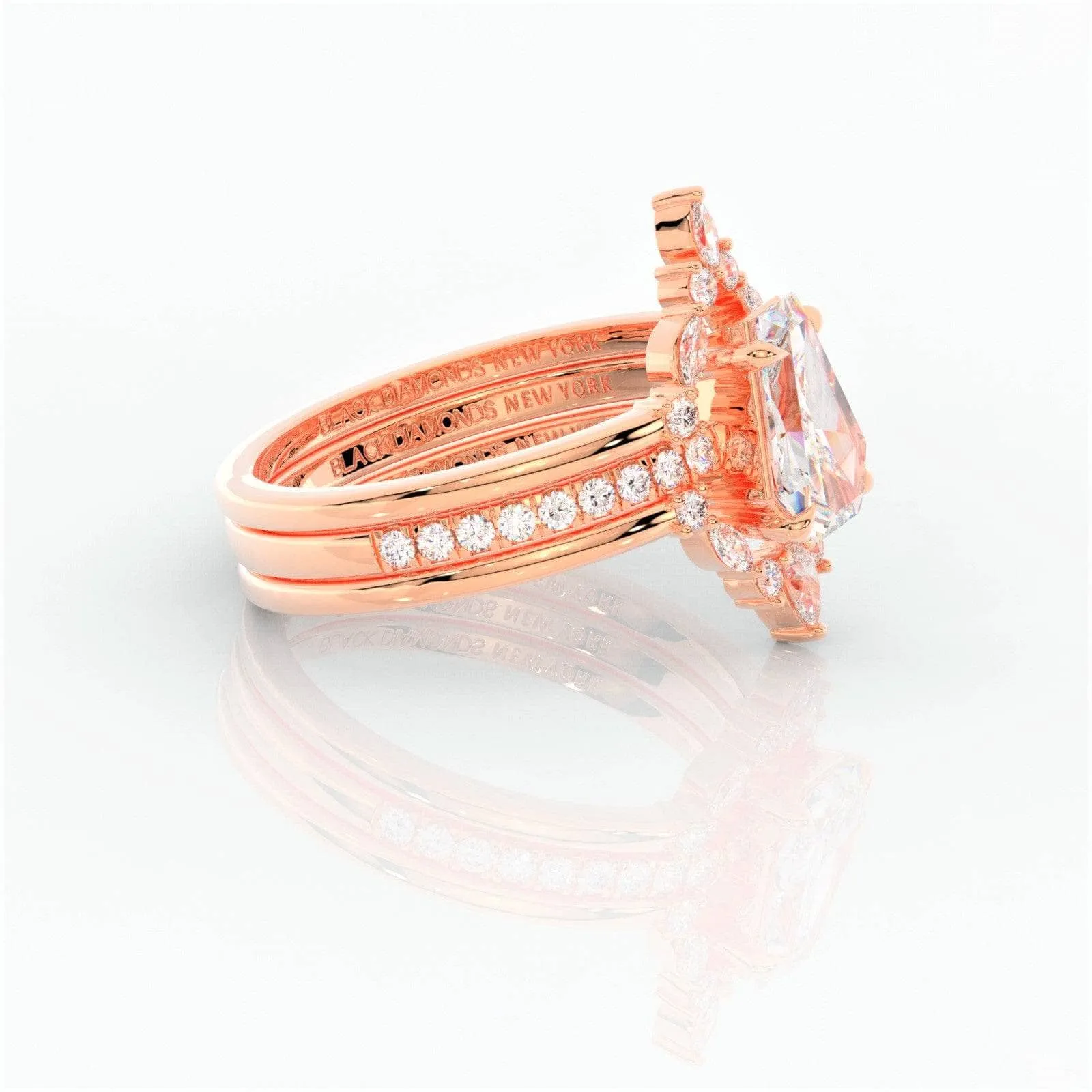 Be Mine Forever- Radiant Coffin Cut Diamond Gothic Wedding Ring