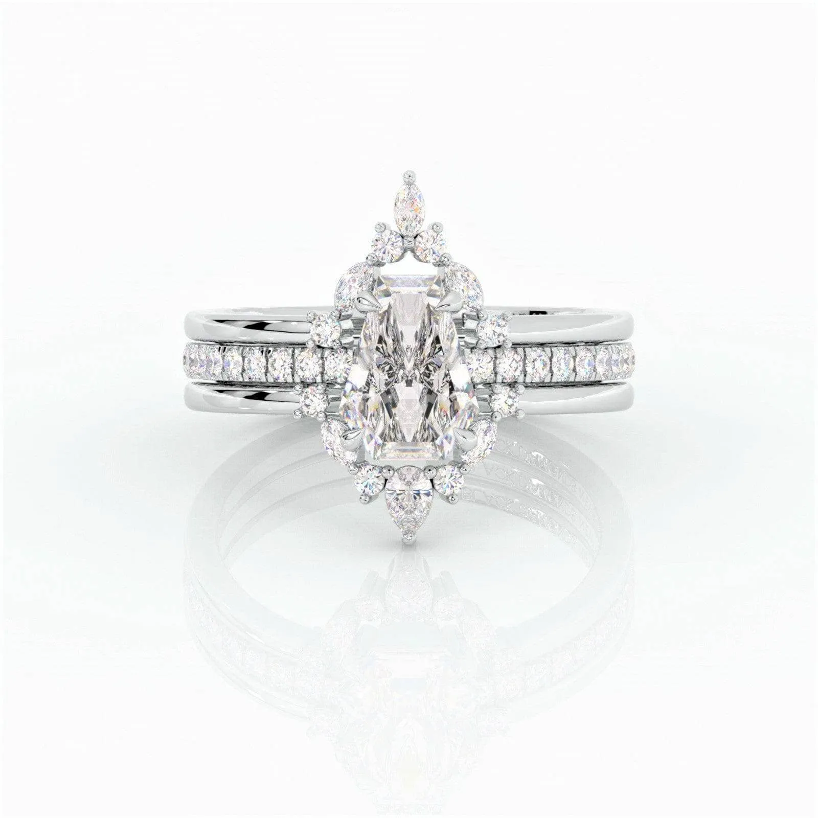 Be Mine Forever- Radiant Coffin Cut Diamond Gothic Wedding Ring