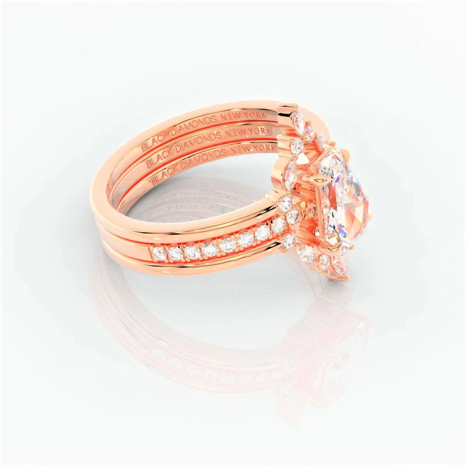 Be Mine Forever- Radiant Coffin Cut Diamond Gothic Wedding Ring