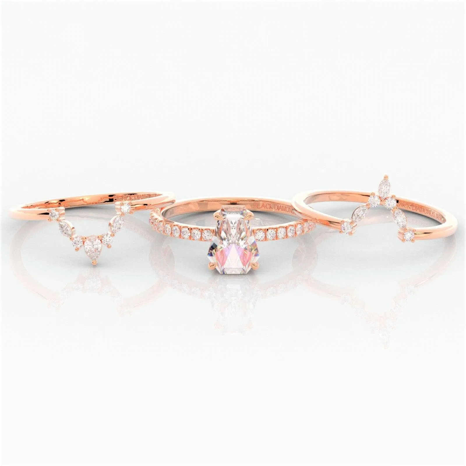Be Mine Forever- Radiant Coffin Cut Diamond Gothic Wedding Ring