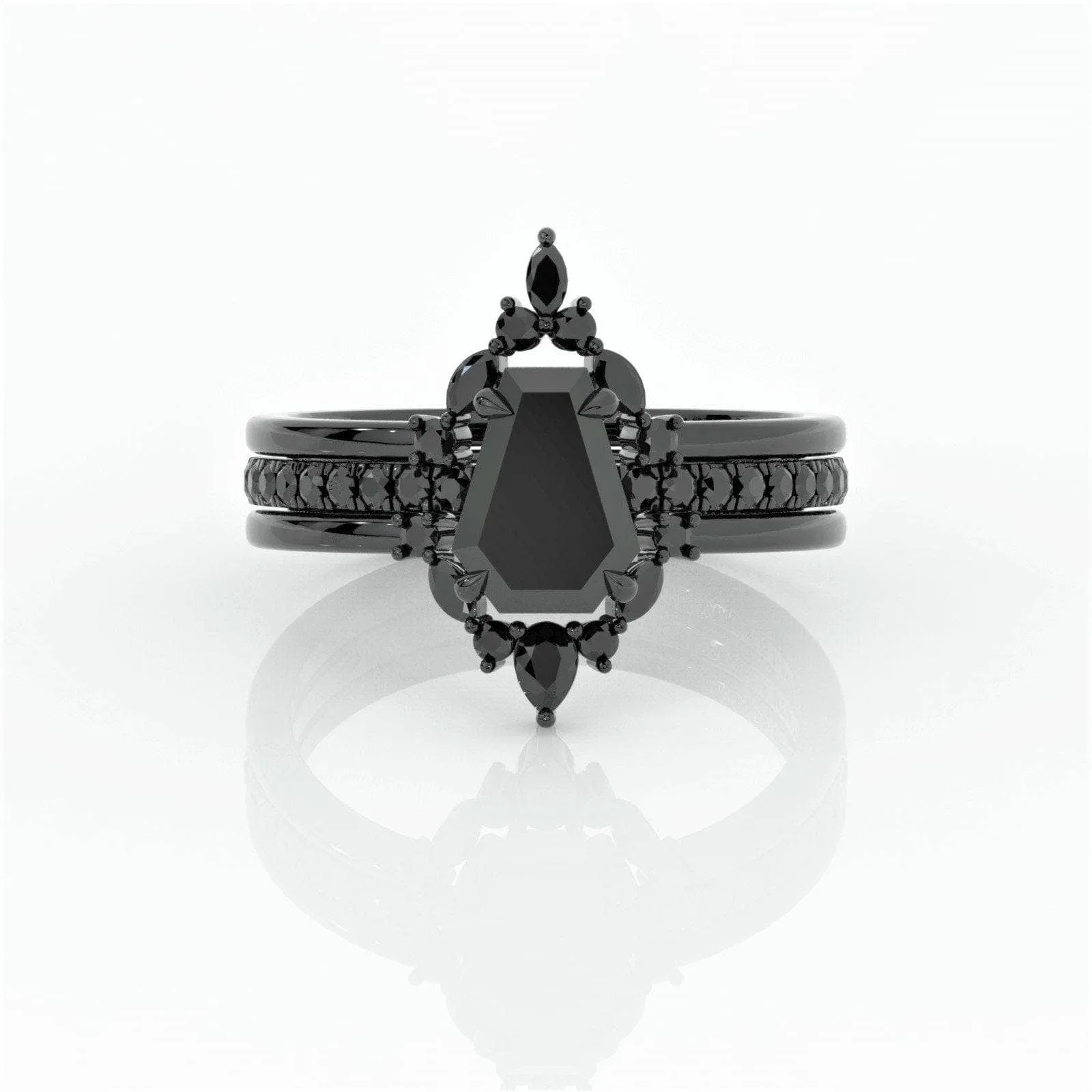 Be Mine Forever- Radiant Coffin Cut Diamond Gothic Wedding Ring
