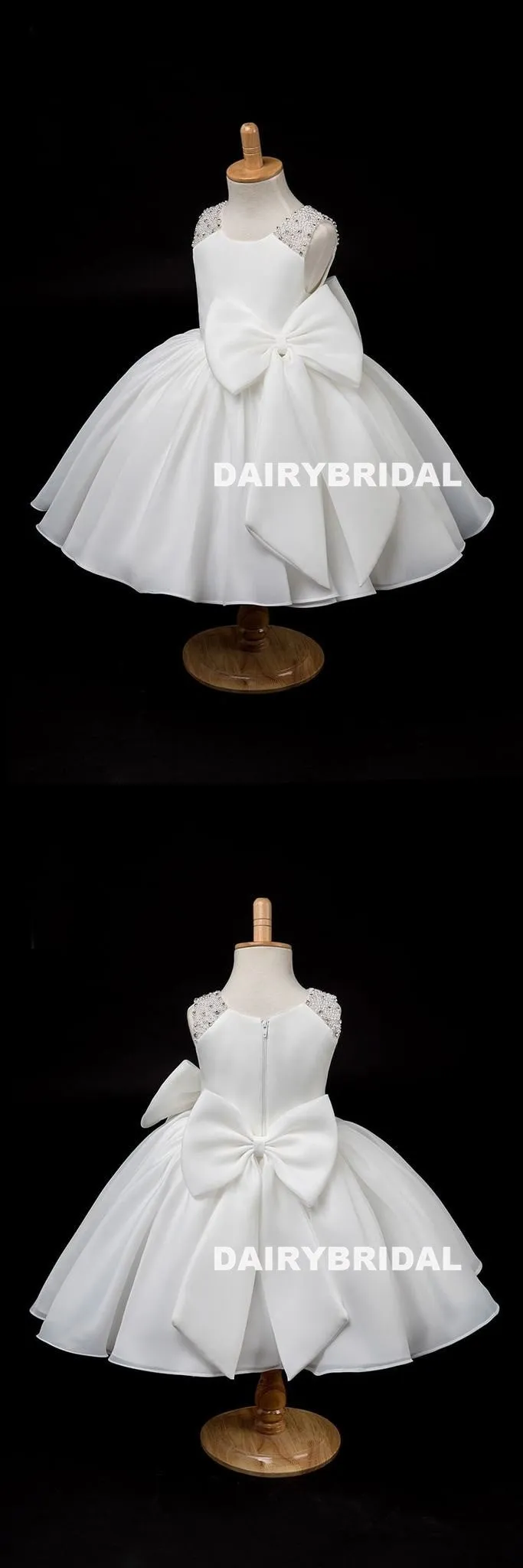 Beaded A-Line Flower Girl Dresses, Lovely Little Girl Dresses with Bowknot, D1172