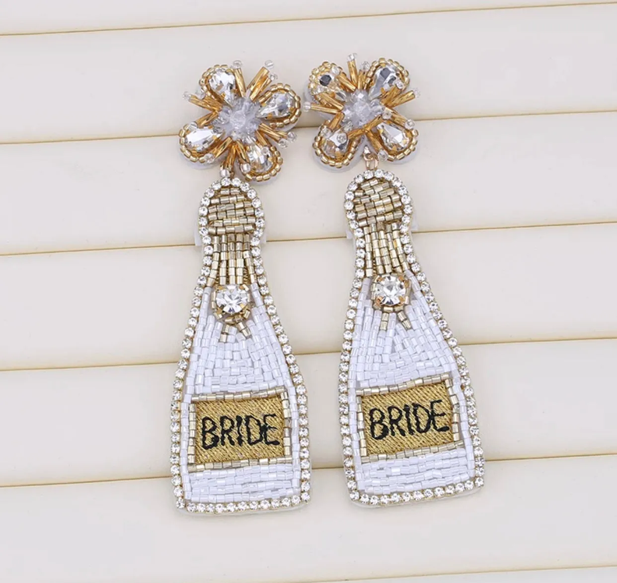 Beaded Bridal Shower Earrings with CZ Pave Embellished 230-19 | Erika Williner Designs