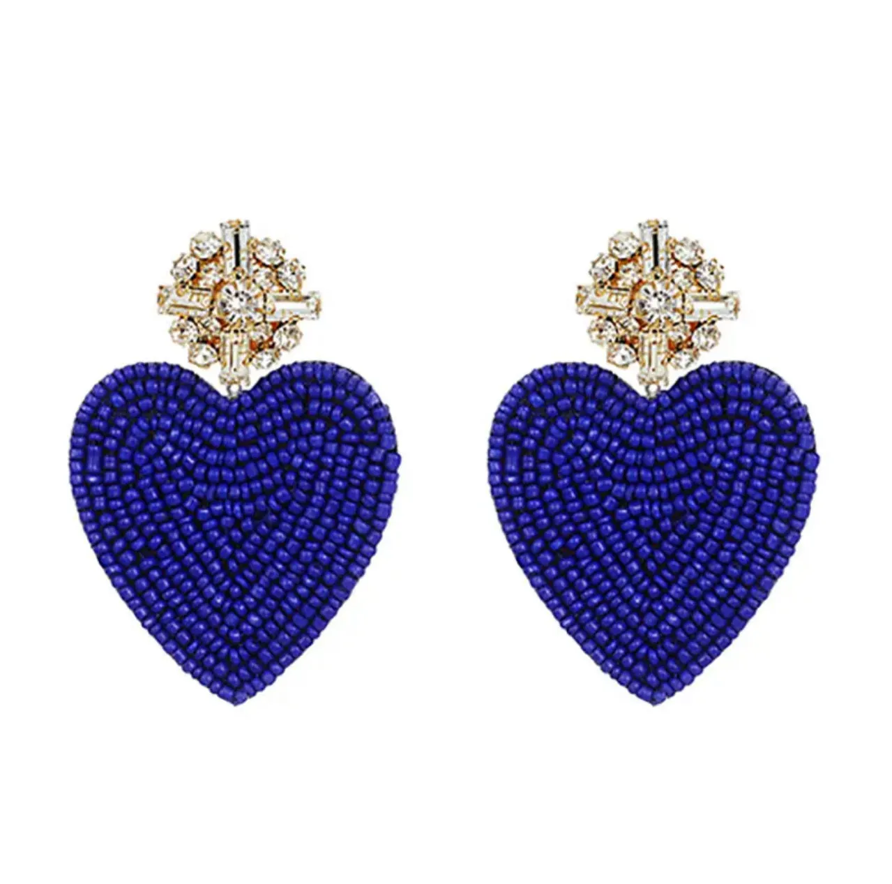 Beaded Heart Earrings with a Golden Bee 230-13 | Erika Williner Designs