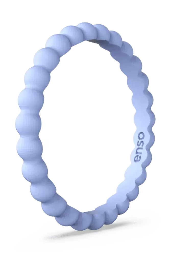 Beaded Stackable Silicone Rings Turquoise/White