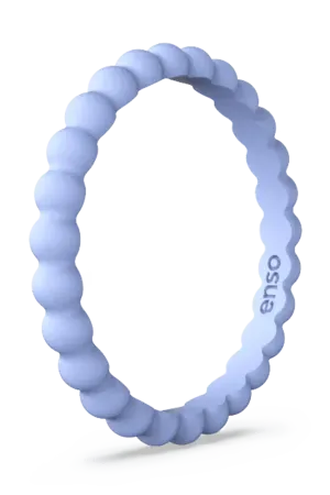 Beaded Stackable Silicone Rings Turquoise/White