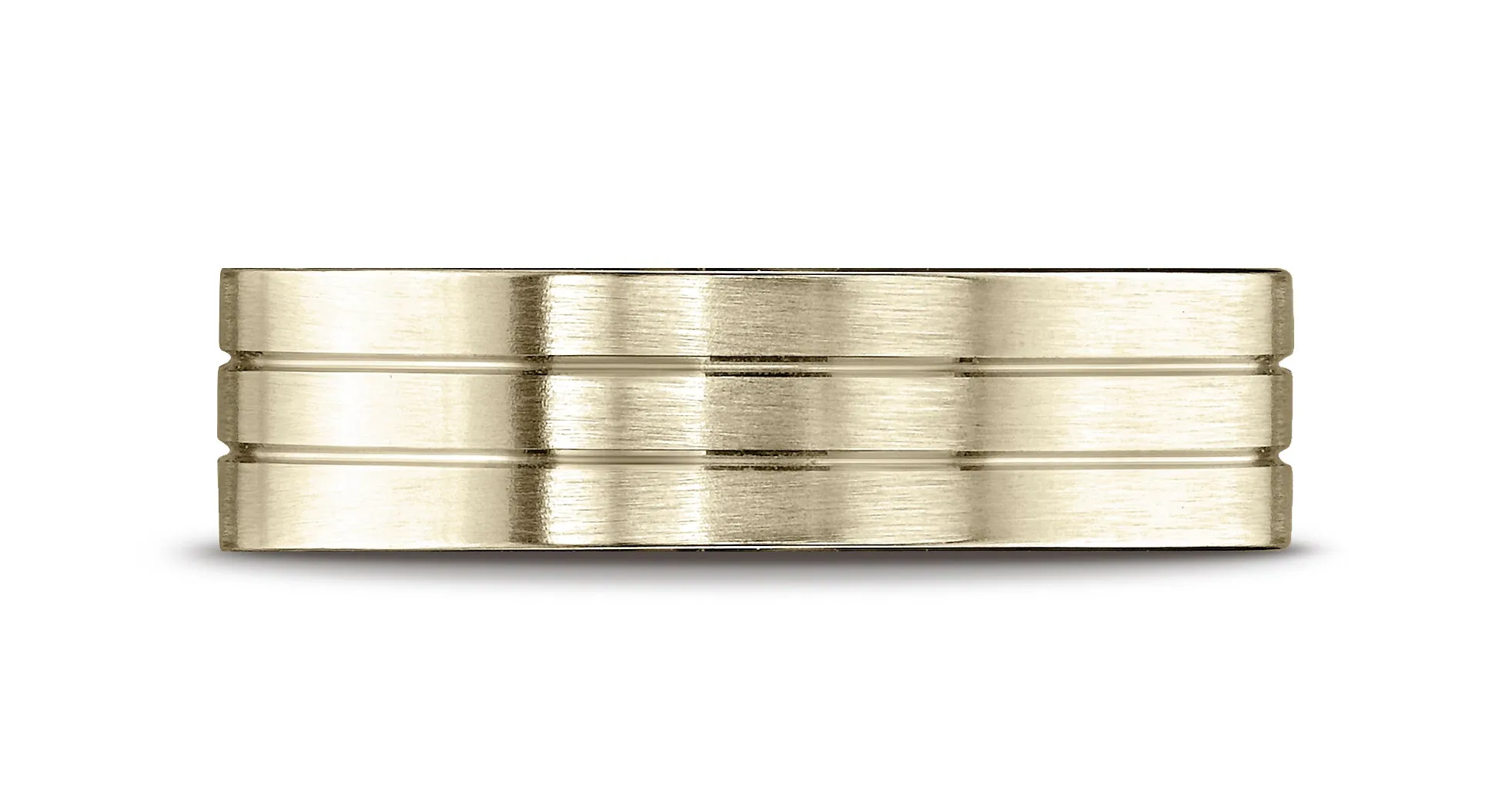 Benchmark 18K Yellow Gold 6mm Comfort-Fit with Parallel Center Cuts Carved Design Wedding Band Ring