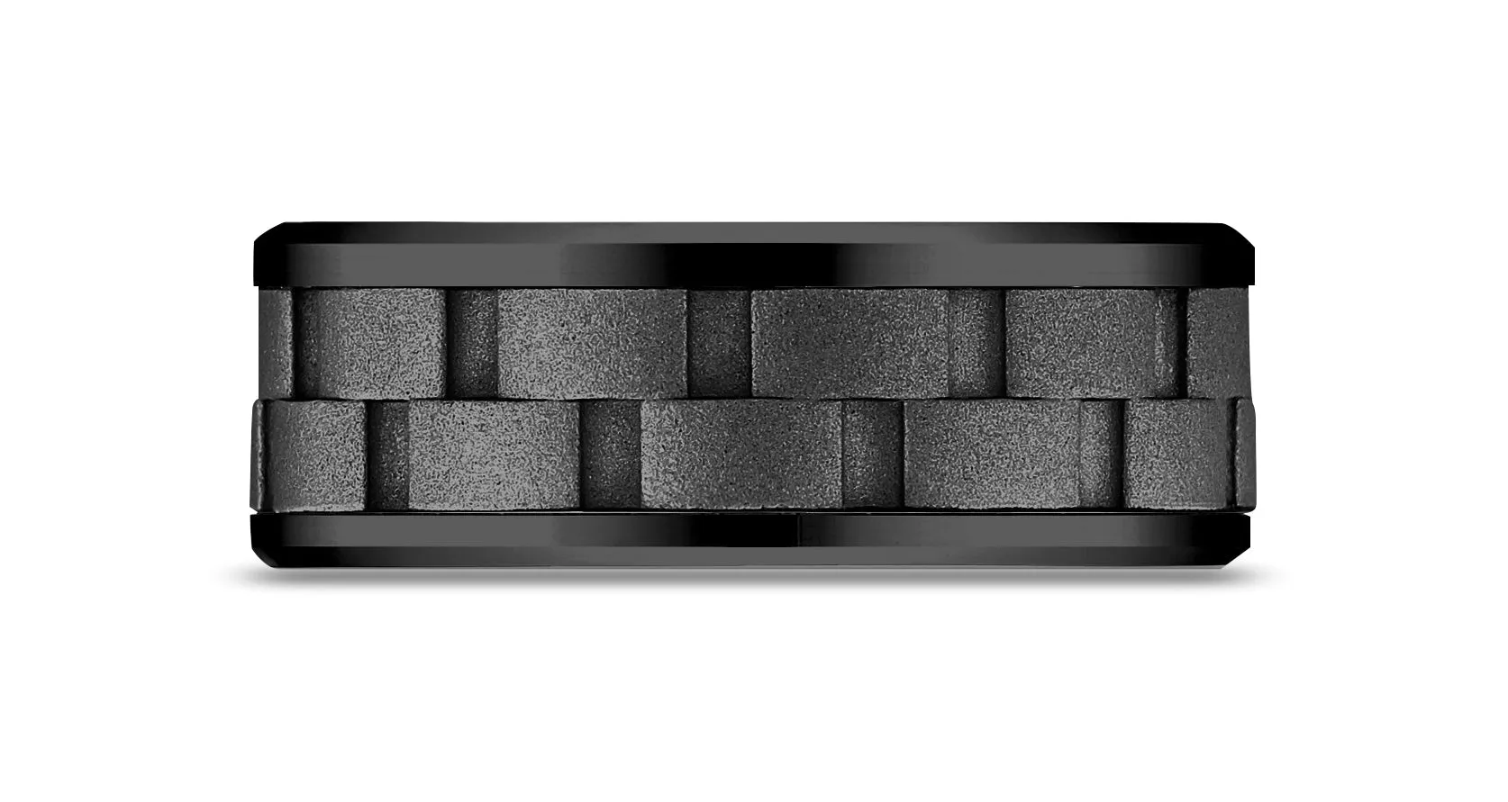 Benchmark Black Titanium 8mm Comfort-Fit Ring with Black Cobalt Link Pattern Center, (Size 6-14)