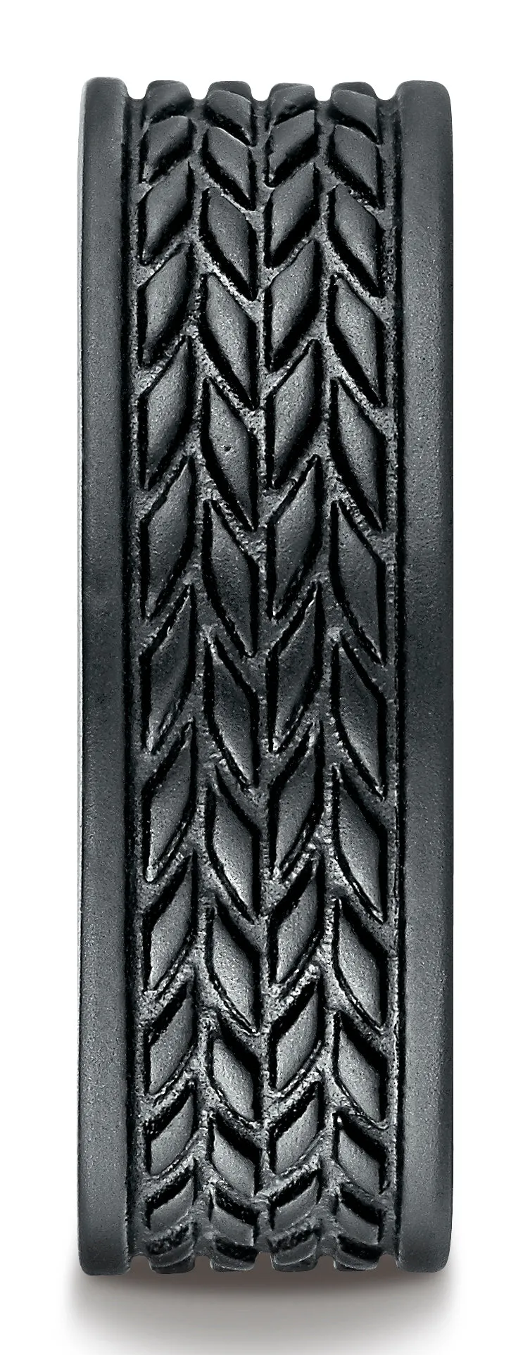 Benchmark Blackened Cobaltchrome 7.5mm Comfort-Fit Wedding Band Ring with Treaded Pattern