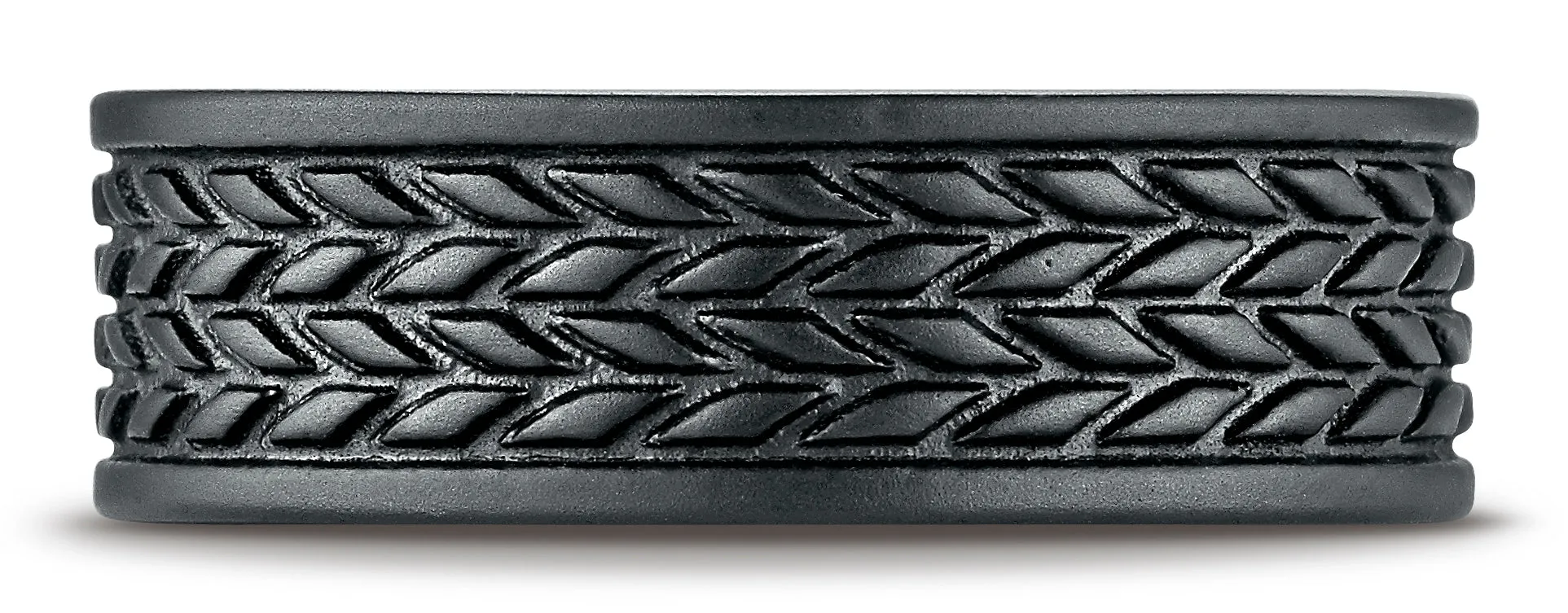Benchmark Blackened Cobaltchrome 7.5mm Comfort-Fit Wedding Band Ring with Treaded Pattern